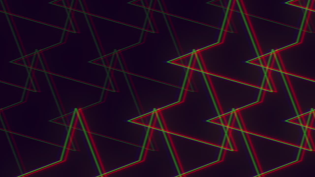 Vibrant green and red triangle pattern creates striking and dynamic design