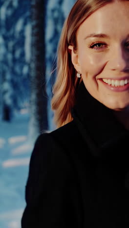 mujer en un bosque de invierno