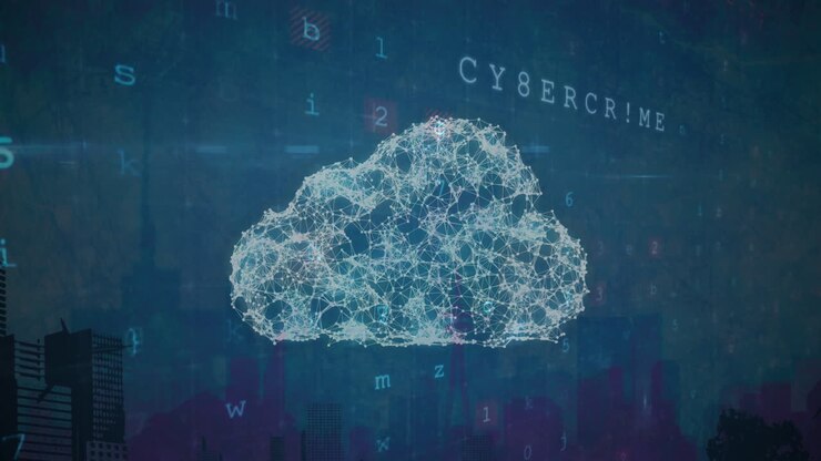 Animation of data processing over cloud icon