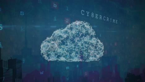 animazione dell'elaborazione dei dati sull'icona della nube