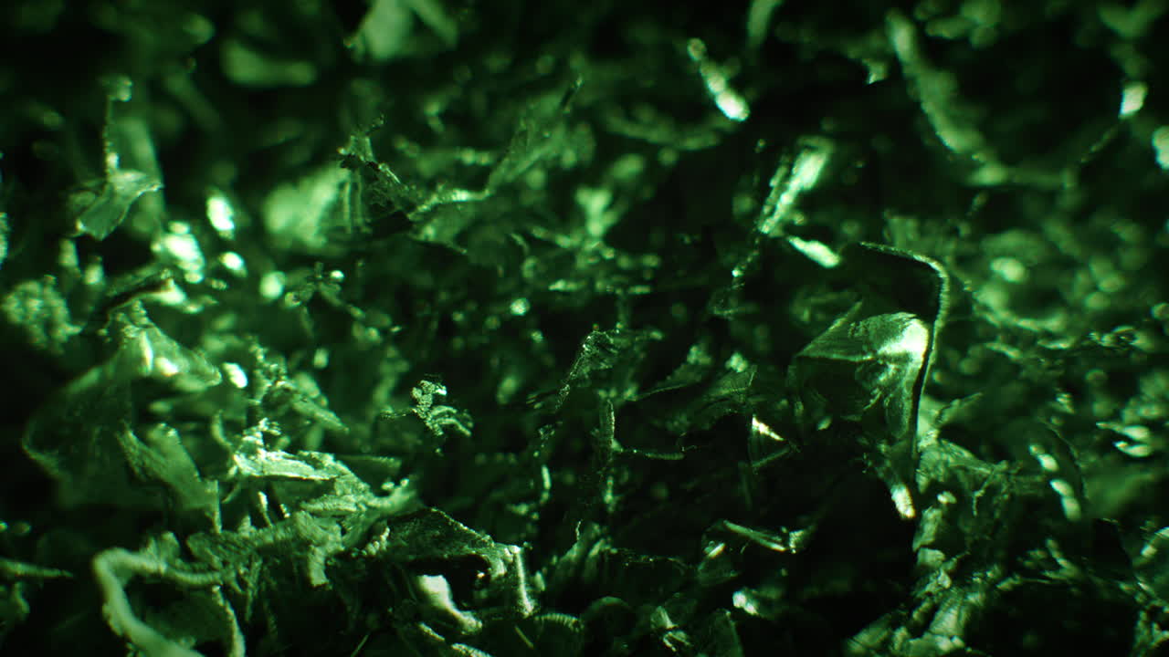 Emerald color metal fillings close-up shot