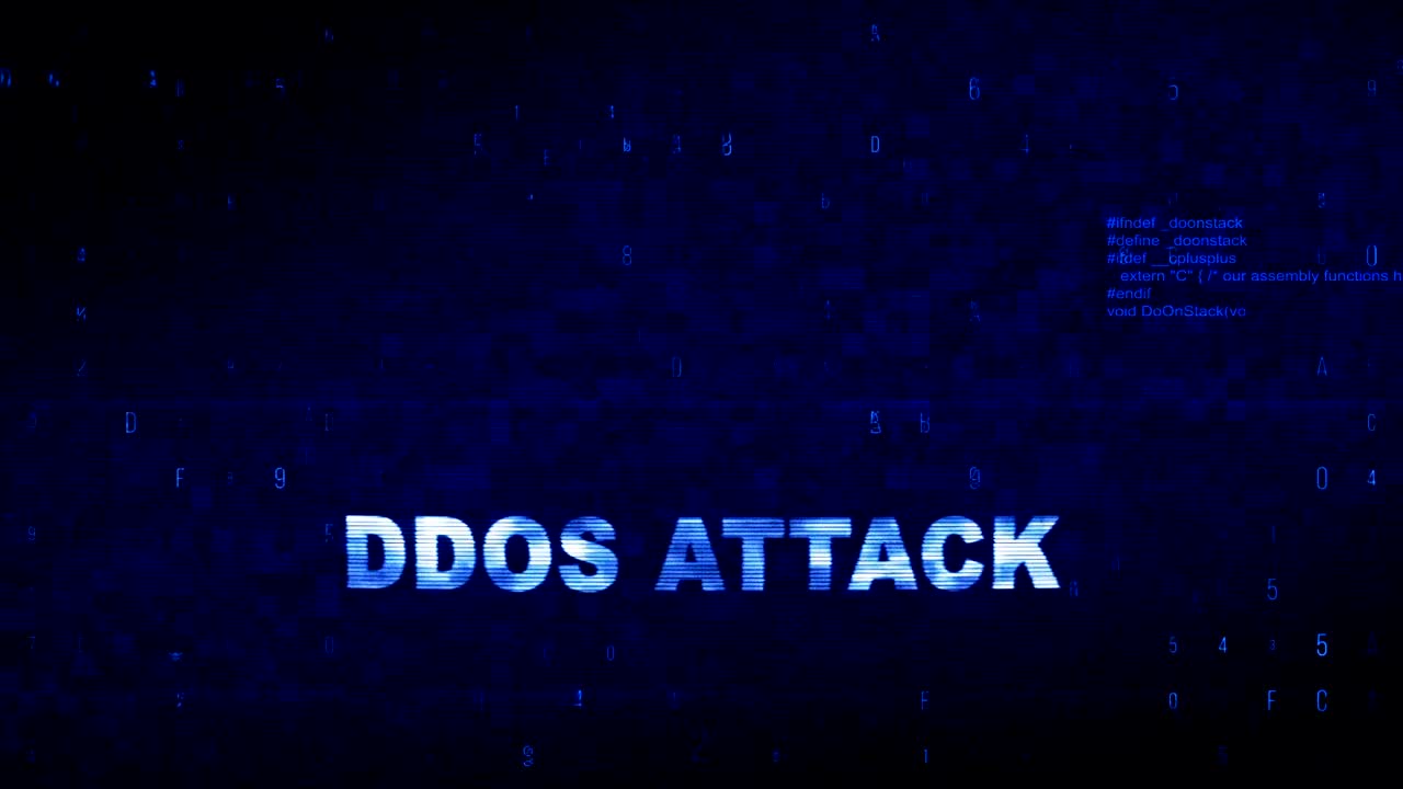 Ddos Attack  Text Digital Noise Twitch Glitch Distortion Effect Error Animation.
