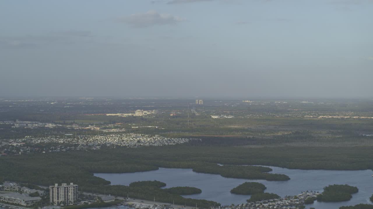 Fort Myers Beach Florida Aerial v13 180 degree panning view across fort Myers - DJI Inspire 2, X7, 6k - March 2020