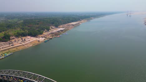 aerial view of ganga river and ghats in varanasi india