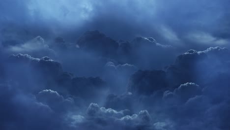 4k thunderstorm, flying through thick clouds in the sky