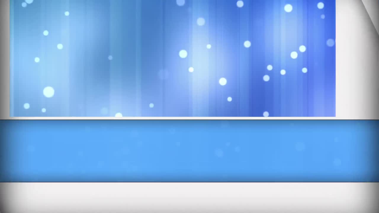 파란색 디지털 배경 위에 떠다니는  ⁇  점과 반 ⁇ 이는 애니메이션