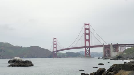 the famous golden gate bridge in san francisco, california in foggy daylight