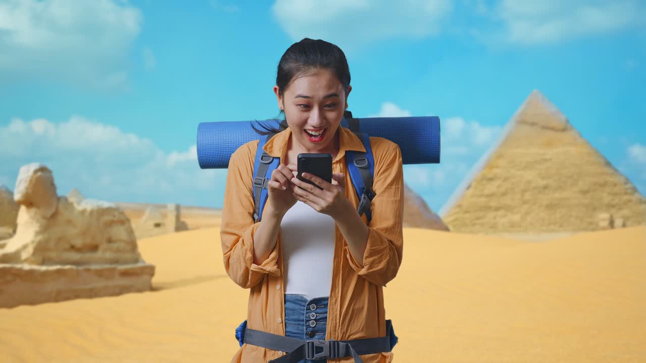 Excited Tourist in Egypt