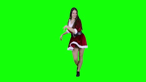 Attractive-Female-Dancer-in-Christmas-Costume-on-Green-Screen