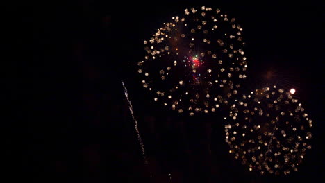 hermosos fuegos artificiales coloridos abstractos explotan en el cielo por la noche un símbolo de celebración en el aniversario de año nuevo para el fondo