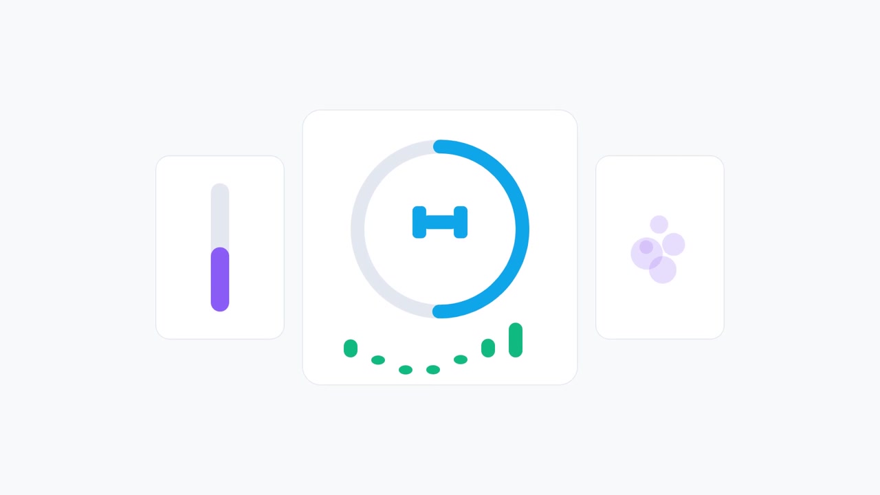 Animated Fitness Progress Dashboard with Dumbbell Icon