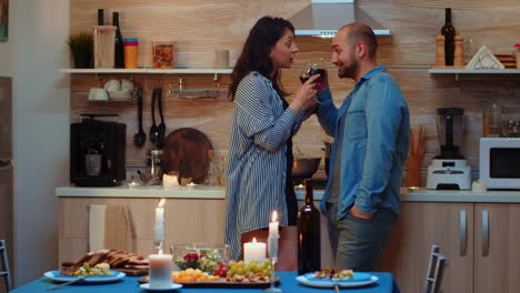 woman seducing the man during dinner