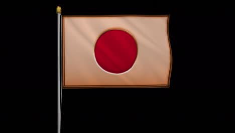 video de bucle de bronce de la bandera japonesa vídeo de bucle revoloteando en el viento, video en cámara lenta 4k uhd con canal alfa.