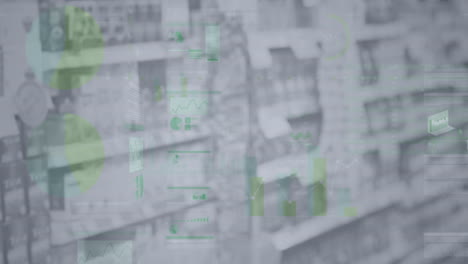 animación de las estadísticas y el procesamiento de datos en los estantes de las tiendas