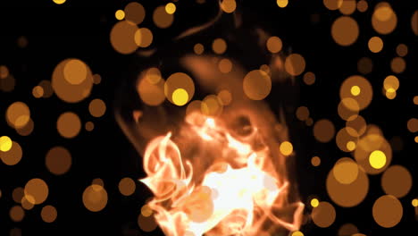 animation of light spots over flame on black background