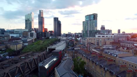 residential houses and commercial skyscrapers on skyline of london