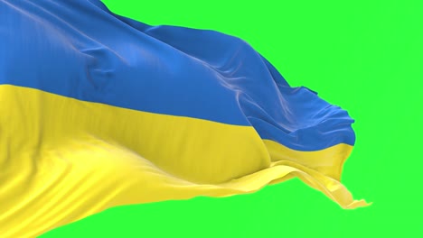 detail of the national flag of ukraine waving in the wind on a clear day