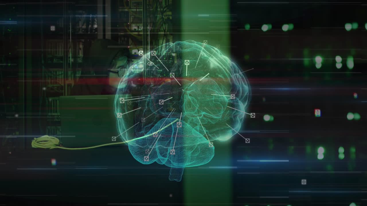 라이트 트레일의 애니메이션과 서버 에 있는 아시아 해커에 대한 디지털 뇌