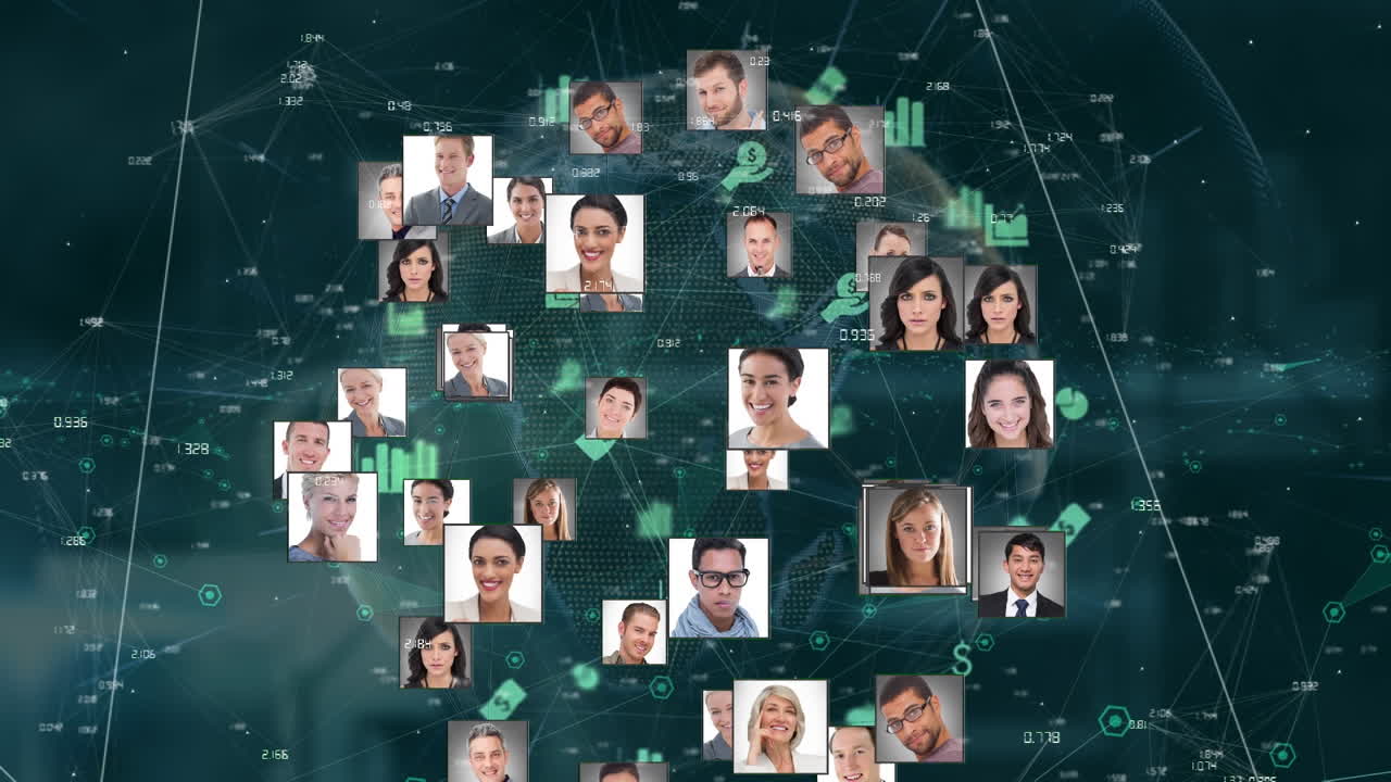 анимация различных людей икон по всему миру и сеть связей