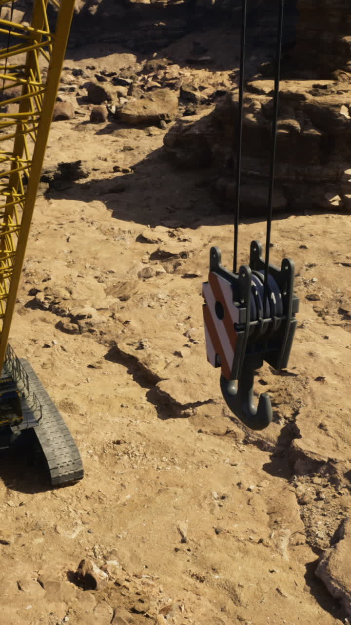 Heavy machinery operates in a rugged terrain at a construction site