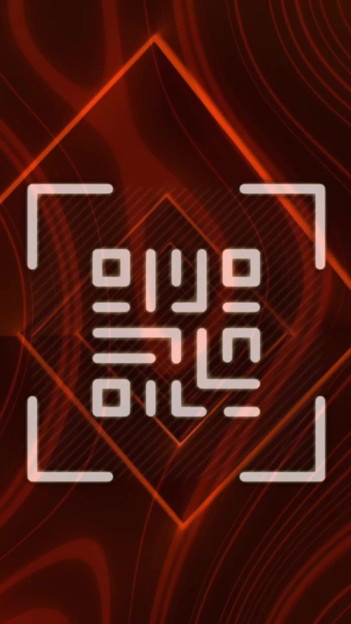 QR code scanner with neon elements against topography