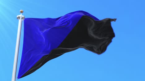 anarcho transhumanism flag waving at wind, slow. loop