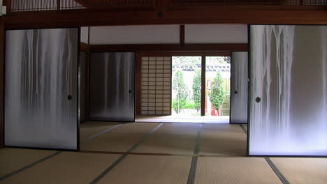 view through open fusuma walls of japanese house