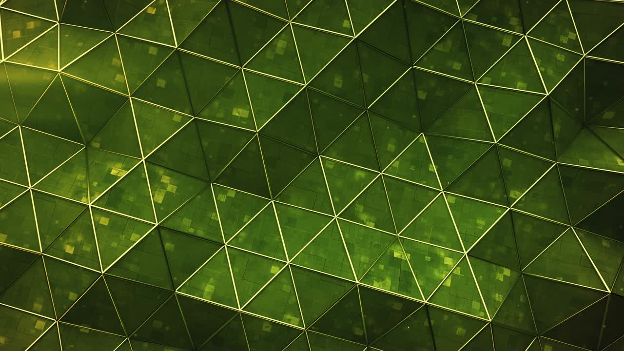 Sci-fi green surface with triangular polygons seamless loop 3D render animation
