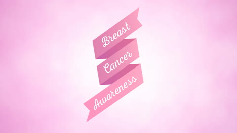 animation of pink breast cancer text appearing on pink background