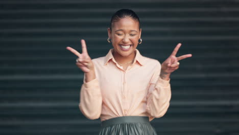 happy, excited and smiling young woman posing