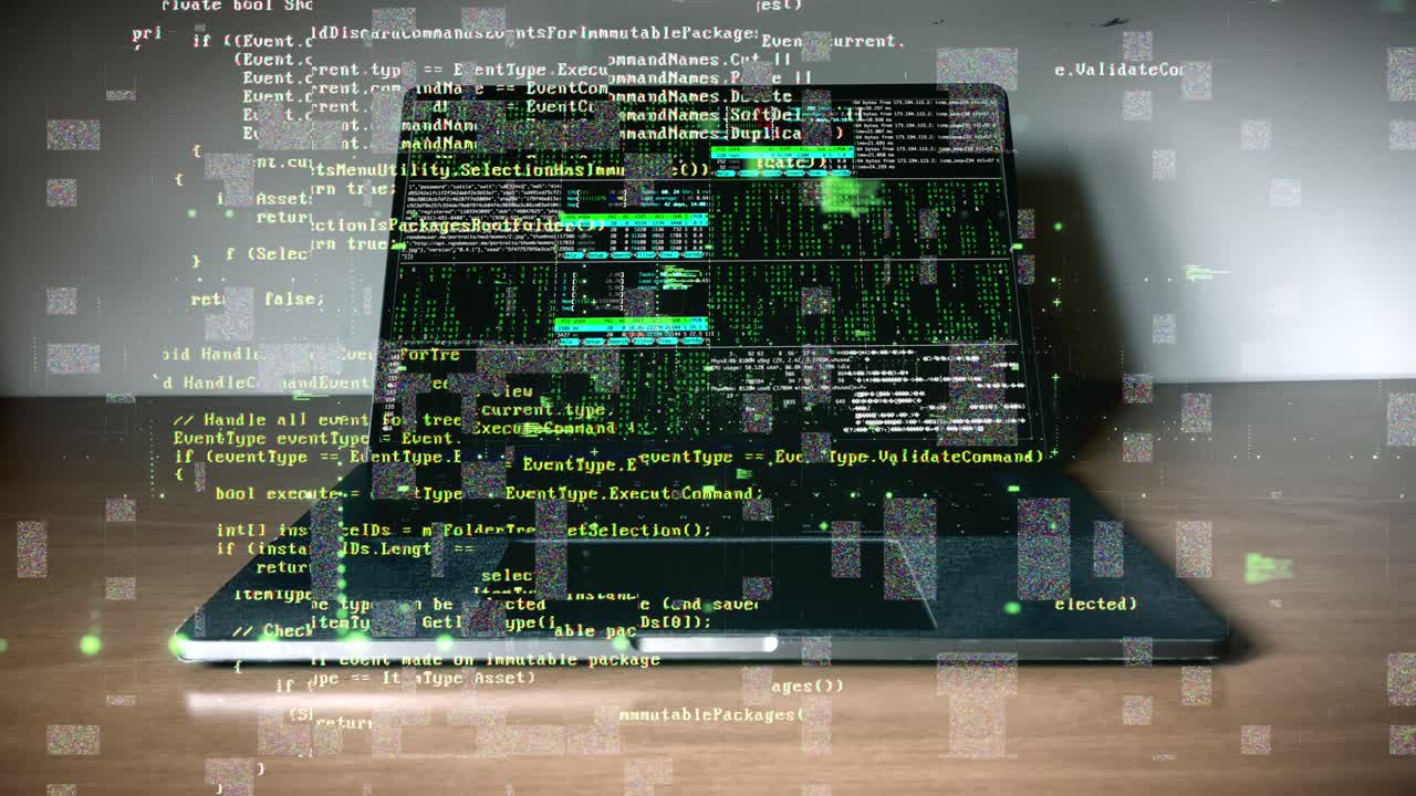Laptop Screen Filled with Green Code