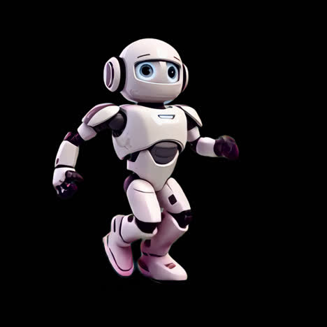 cute robot running animation animation isolated asset, transparent 4k video, alpha channel, prores