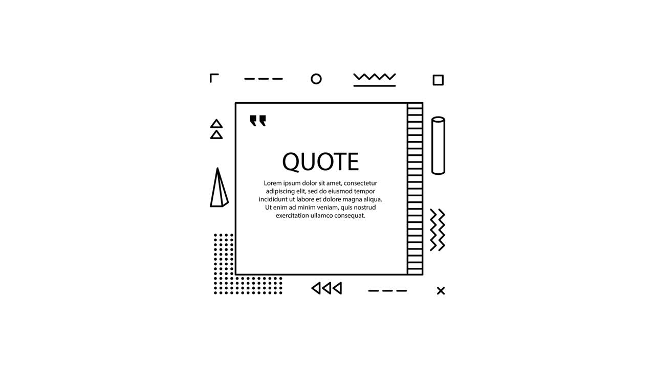 burbuja de habla dibujada a mano. objeto cuadrado. diseño geométrico. espacio para citas y texto. fondo gris. gráfico de movimiento.