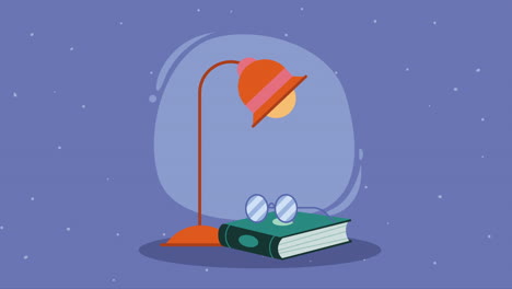 libro de texto con animación de gafas