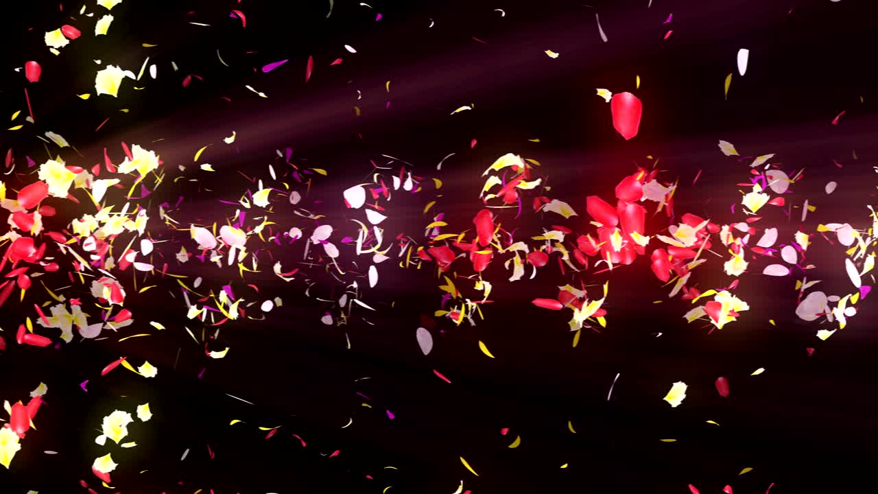 화려한 잎자루, 나선형 반이는 꽃잎, 꽃 모양, 예쁜 춤추는 꽃잎, 회전하는 꽃잎에서 소용돌이, 추상적인 루프 애니메이션.