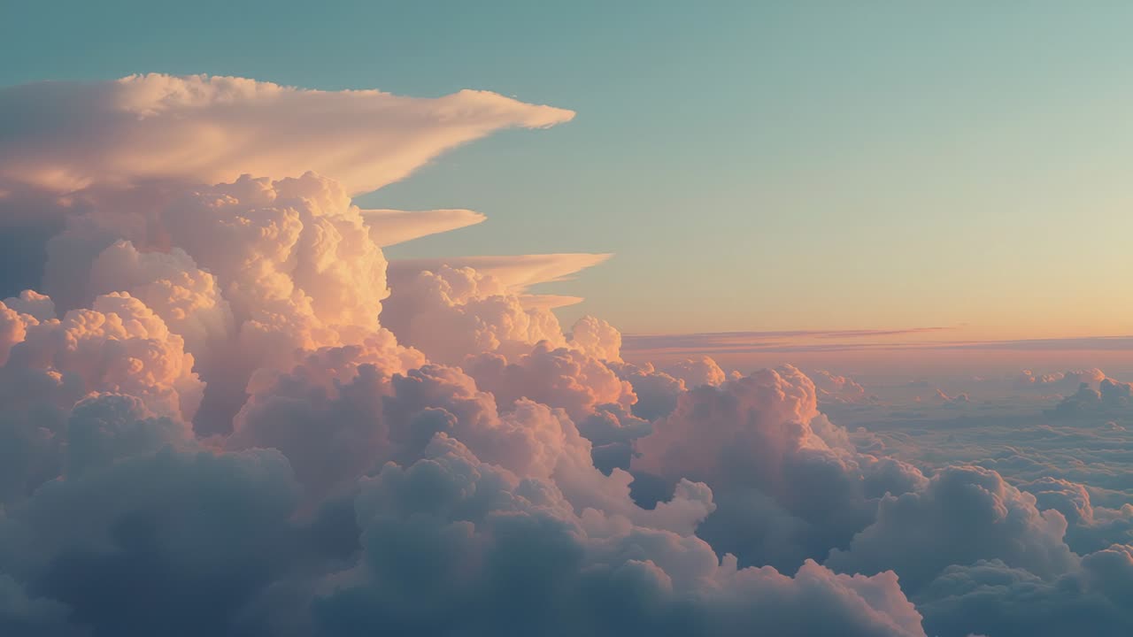Il sole che tramonta guida l'incudine, le nuvole cumuliformi si alzano e le volute di cirri dipingono le tonalità del tramonto