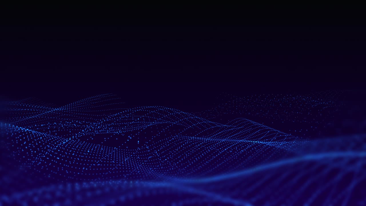 Blue cyber field of nodes rippling