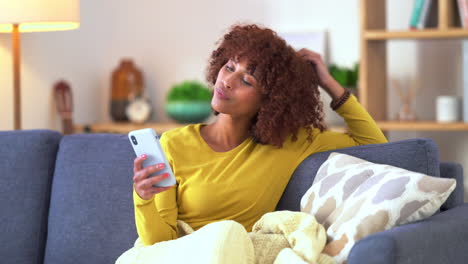 woman texting and scrolling on social media online