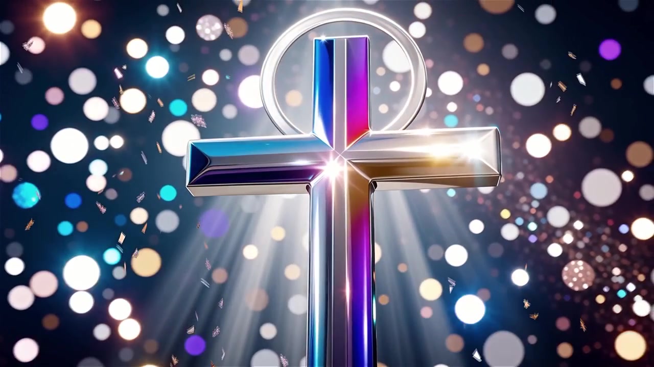 Croce Cristiana Luce Celestiale Sfondo per il Culto.