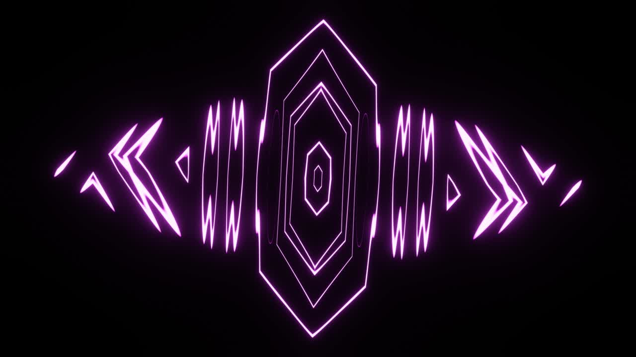 Neon abstract figure flashing different colors