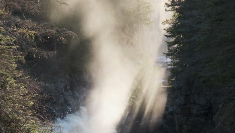 rayos de sol mágicos a través de la niebla matutina de un río caudaloso