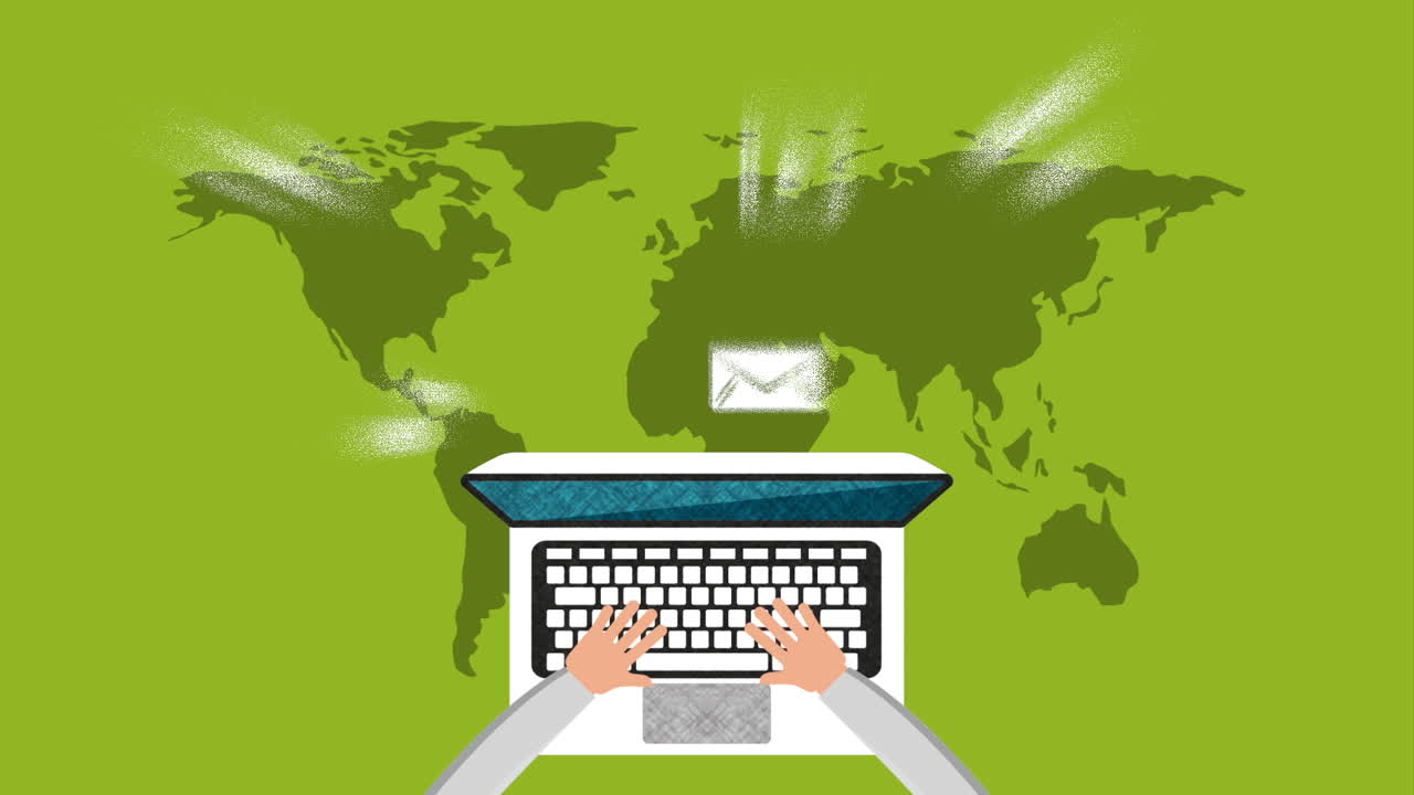 hands using laptop with social media technology