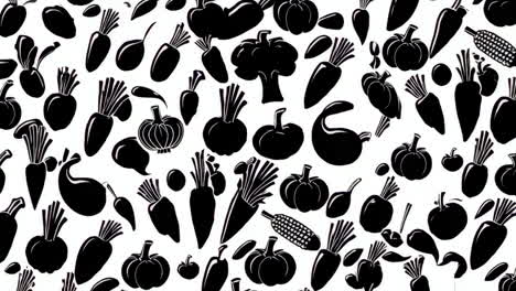 monochromatic vegetable and fruit silhouette pattern
