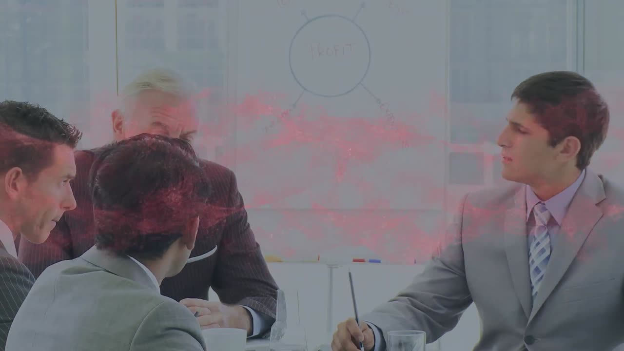 Animation af databehandling over forskellige forretningsfolk på kontoret
