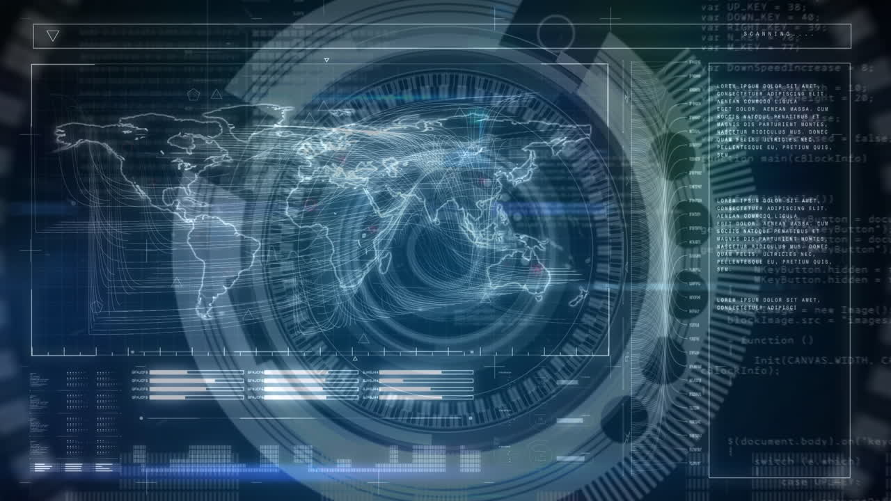 세계 지도를 통해 다양한 데이터 처리의 애니메이션