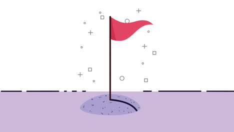 red success flag waving animation