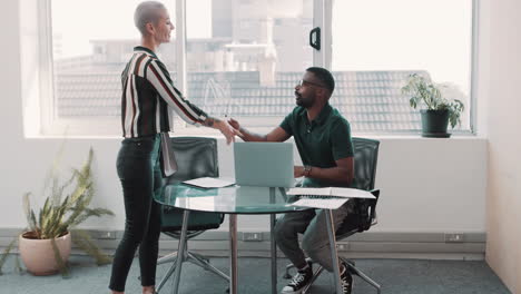 woman doing an interview with a male hr manager