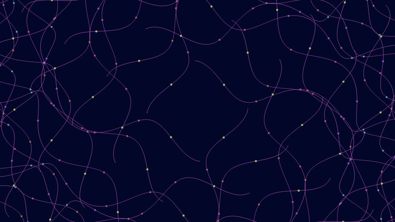 Glowing green dots dance in mysterious black and purple pattern