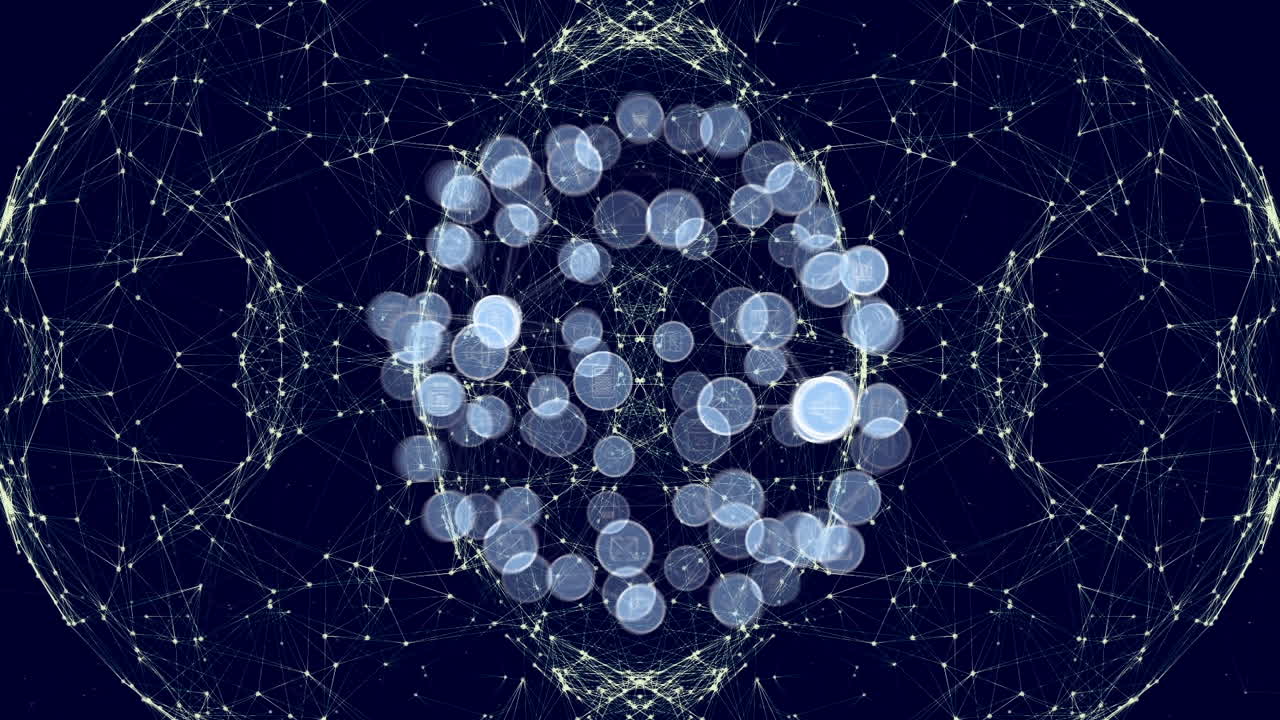 디지털 아이콘으로 연결된 네트워크의 글로브의 애니메이션