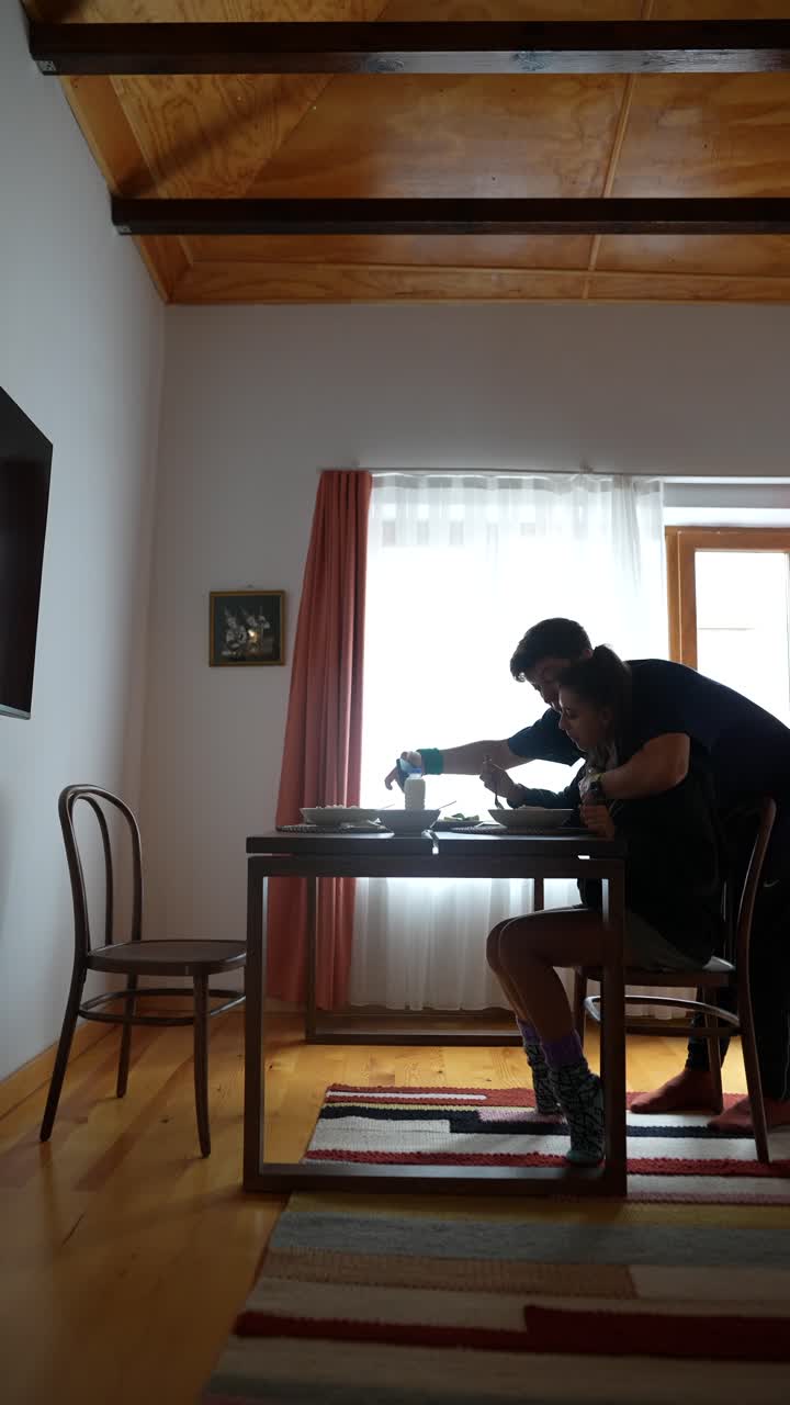 Couple Sharing a Meal, Taking a Photo